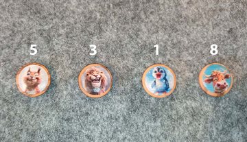 Træknap med  sjovt dyremotiv 15mm